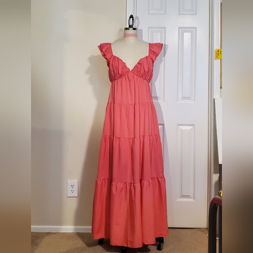 Pink sweetheart ruffle dress